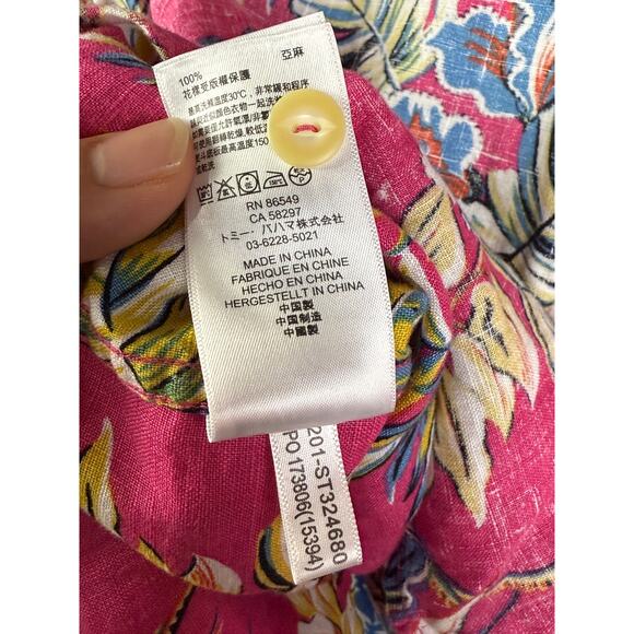 Tommy Bahama Faded Flora Floral Hawaiian Vacation Button Down Shirt Pink Mens XS - Picture 8 of 9
